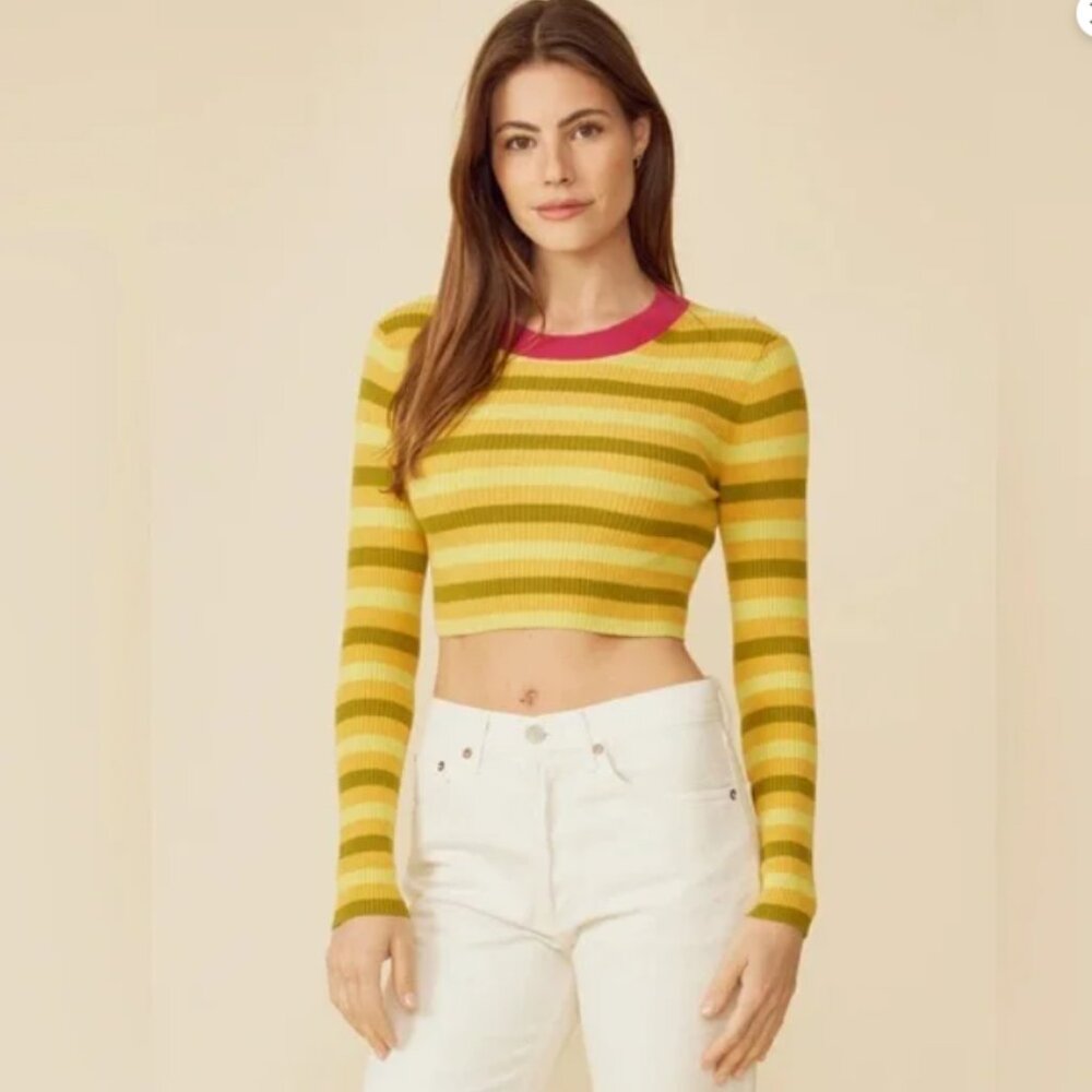 One Grey Day Revolve Striped Yellow and Pink Willis Women's Sweater